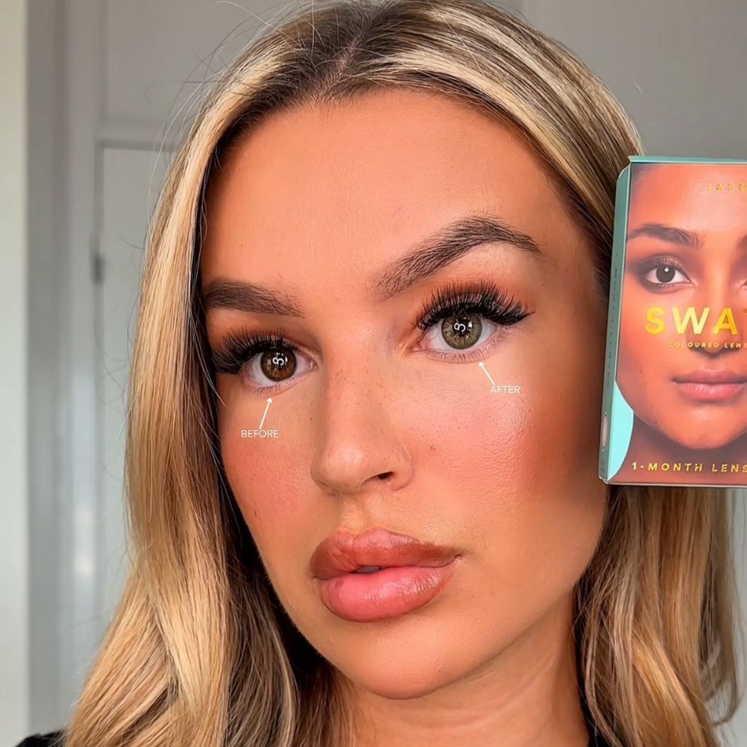 Jade 1 month SWATI Cosmetics Natural looking colour lenses - Before After Image