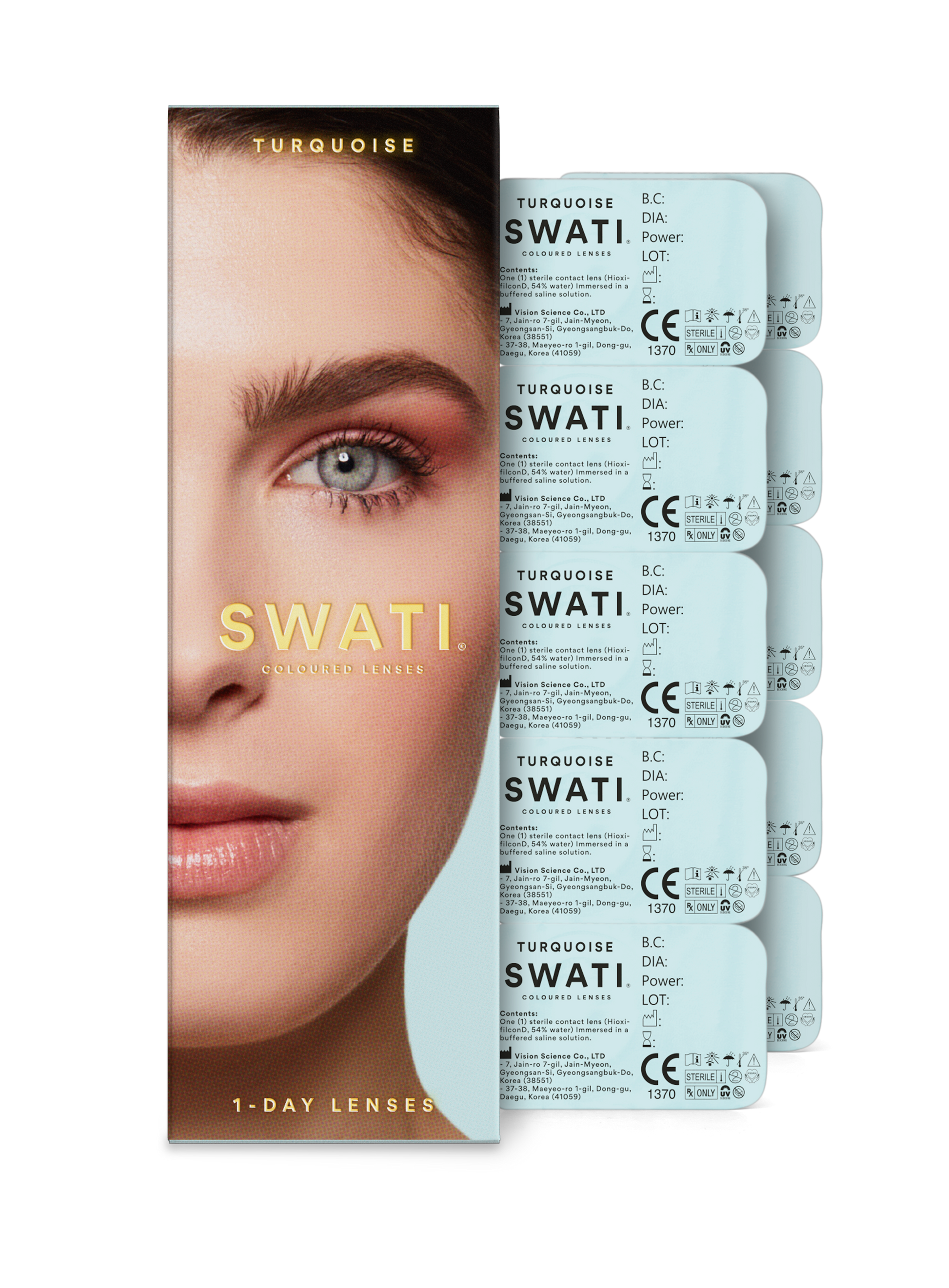 Blue lenses (TURQUOISE) - Natural looking - 1 day - 2 Pack